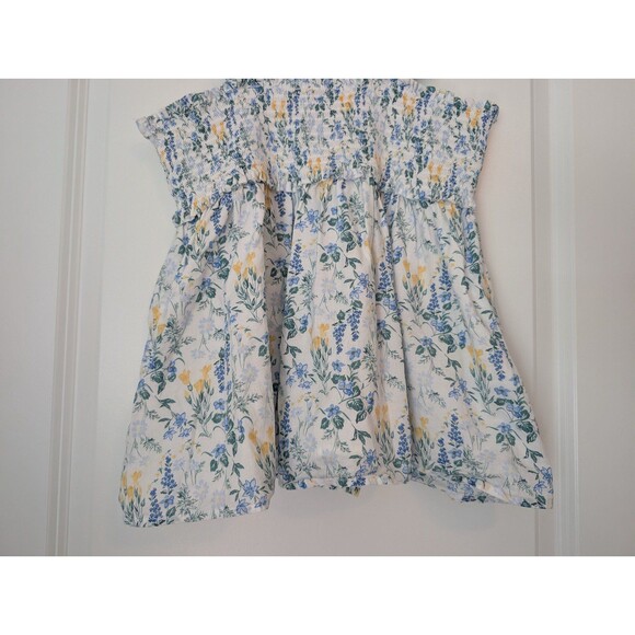 Janie And Jack White Ruffle Smock Tank Top Blue Yellow Florals Girls Size 16 - Picture 6 of 9